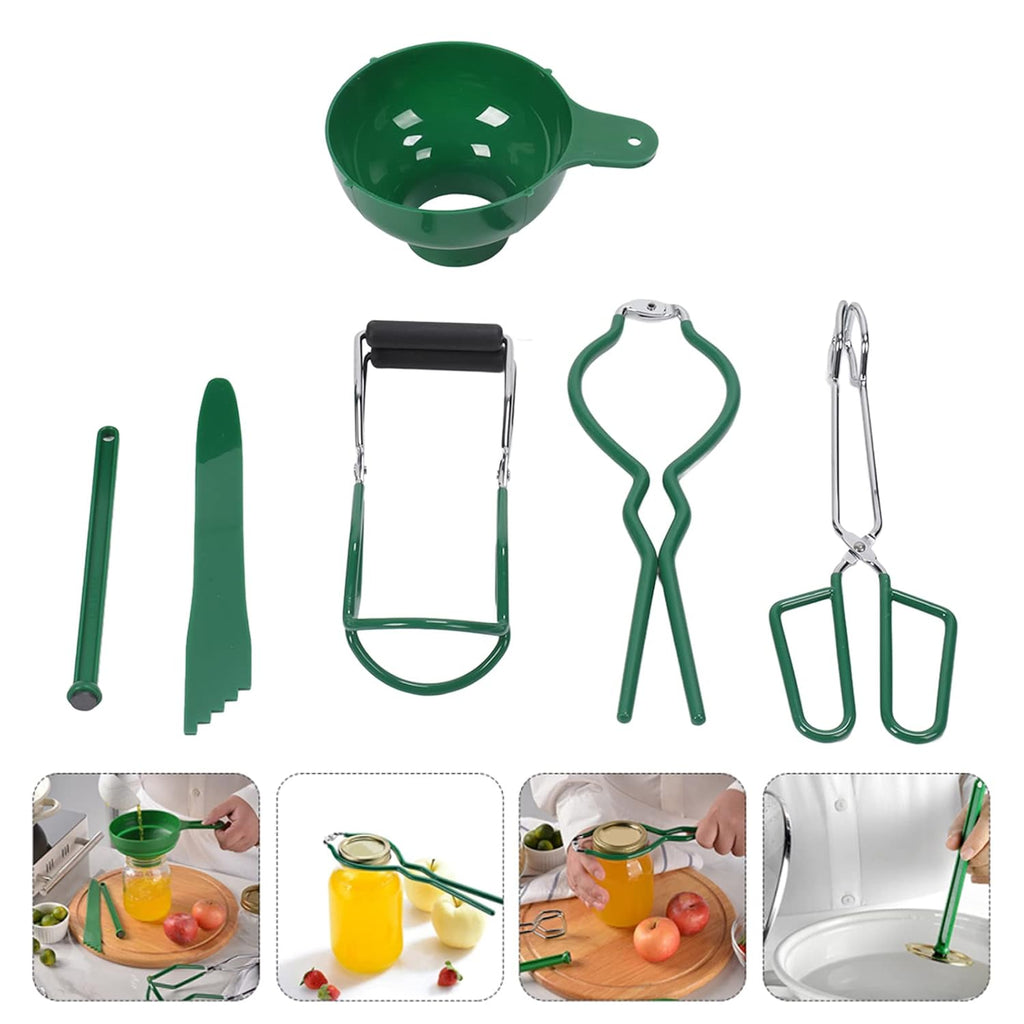 Stainless Steel Canning Set, 6 Pcs Canning Funnel Tong Bubble Popper Jar Wrench Lifter Magnetic Lid Lifter Jam Making