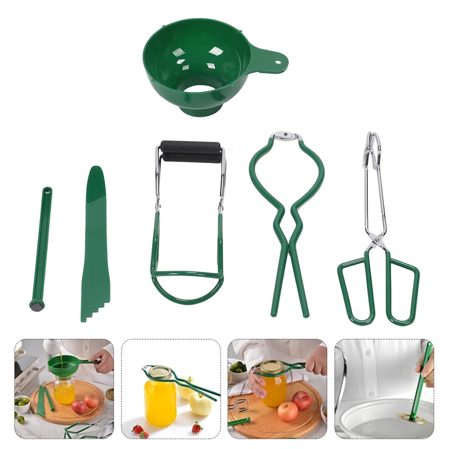 Stainless Steel Canning Set, 6 Pcs Canning Funnel Tong Bubble Popper Jar Wrench Lifter Magnetic Lid Lifter Jam Making