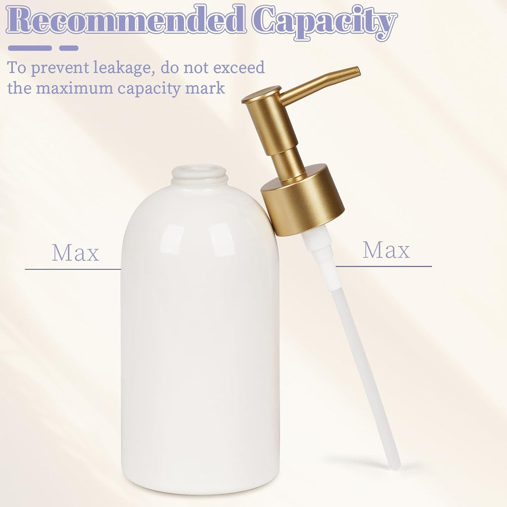 14OZ Ceramic Soap Dispenser Bathroom/Kitchen Can Fill Liquid-White | Ceramic Soap Pump Dispenser Bottle for