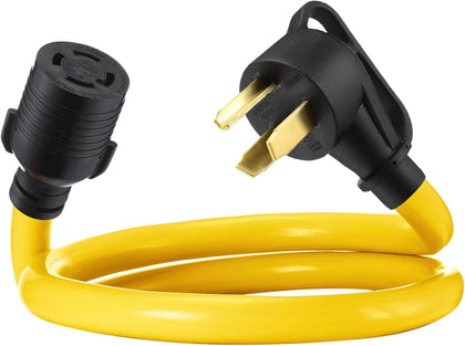 6.6 FT NEMA 10-30P to L14-30R 30 Amp Generator Transfer Switch Adapter Cord, 3 Prong Old Dryer Outlet to 4 Prong