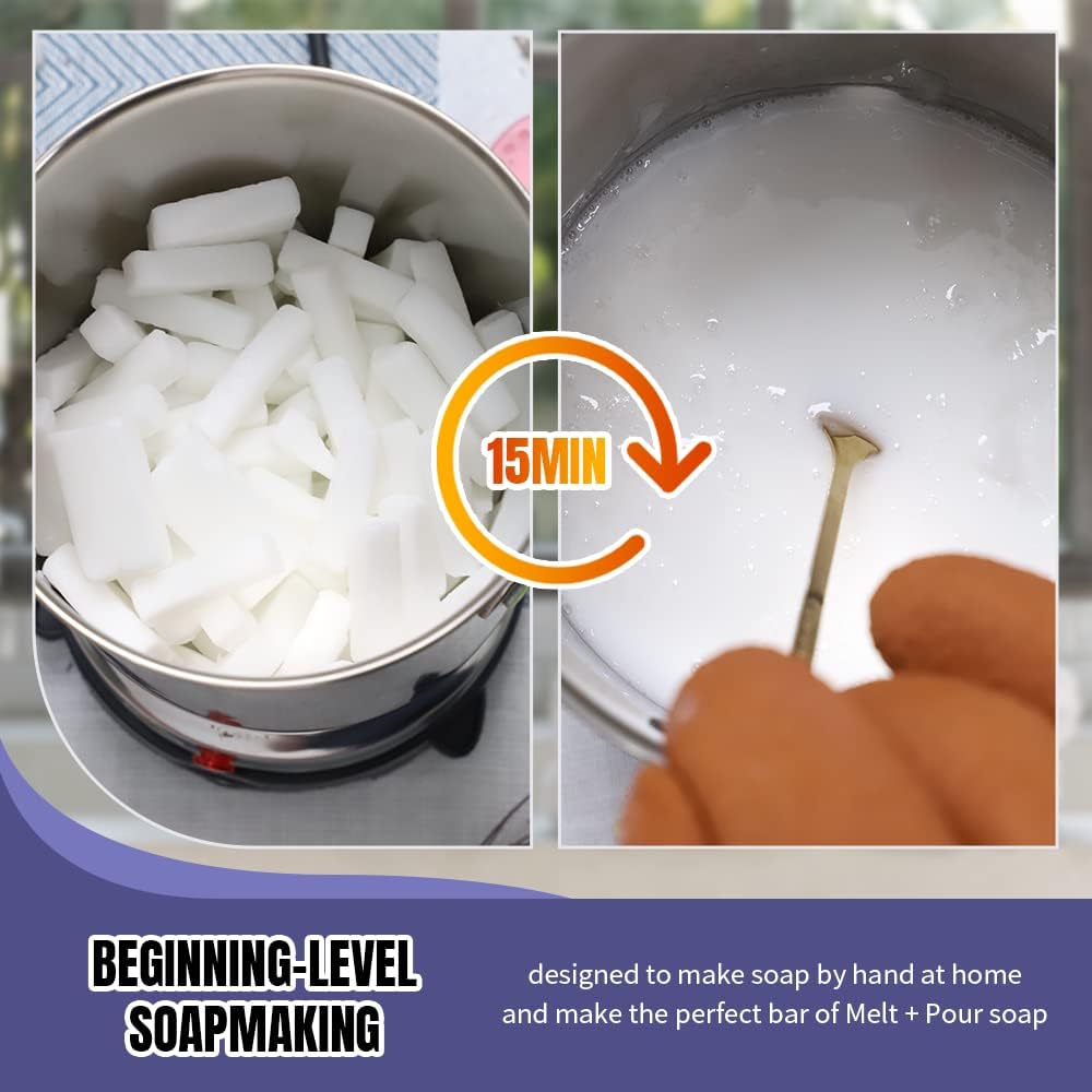 Fast METL Soap Making Kit with Electronic Hot Plate, Basic DIY Soap Making Supplies Including 1.1 lb Glycerin Soap
