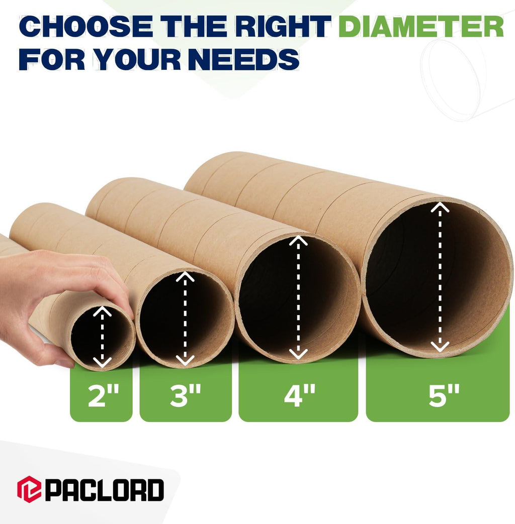 2" x 42" Made in USA Kraft Paper Mailing Tube, 4 Tubes, 8 Caps