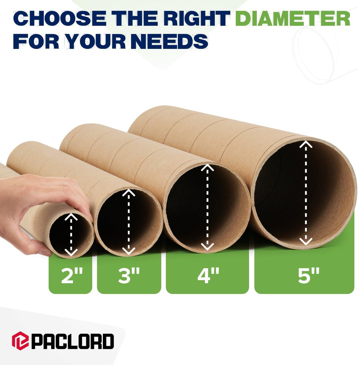 2" x 42" Made in USA Kraft Paper Mailing Tube, 4 Tubes, 8 Caps