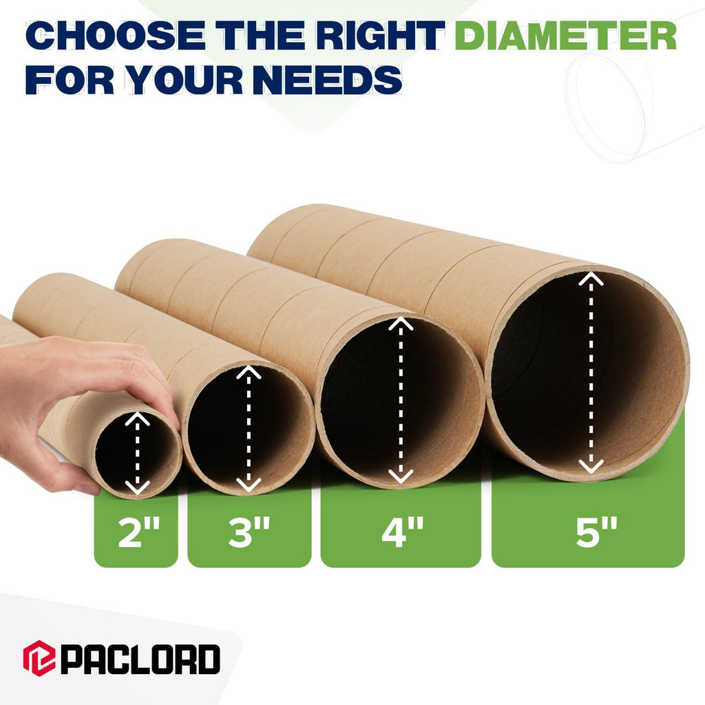 2" x 18" Made in USA Reinforced Kraft Paper Mailing Tube, 4 Tubes, 8 Caps