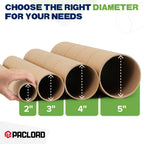 2" x 18" Made in USA Reinforced Kraft Paper Mailing Tube, 4 Tubes, 8 Caps