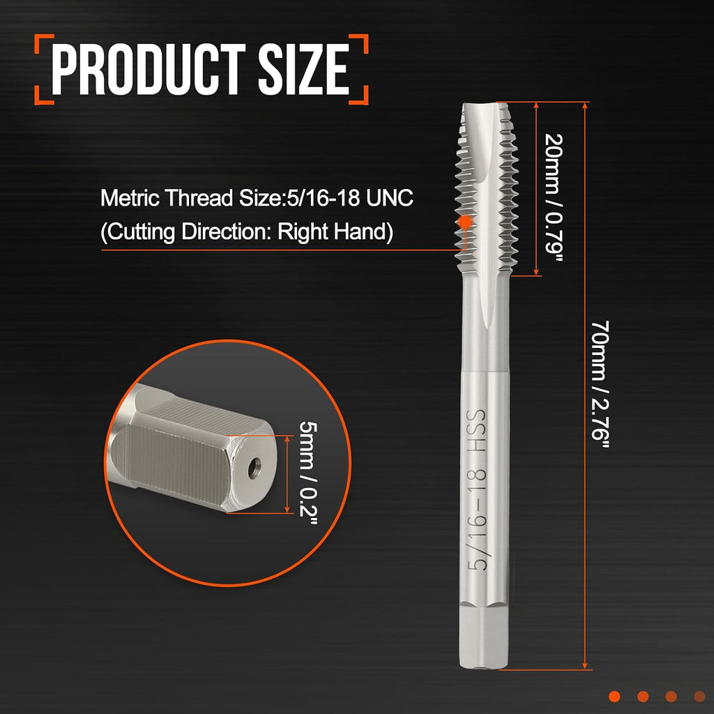 5/16-18 UNC Spiral Point Tap M2 High Speed Steel Polished Finish