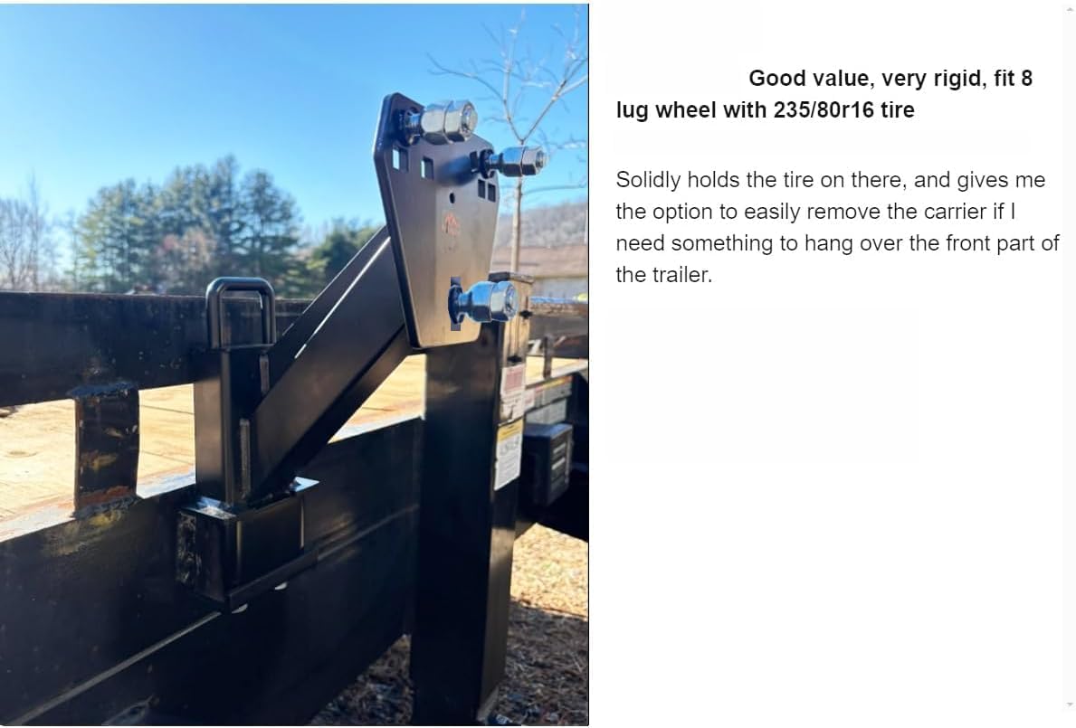 Stake Pocket Spare Tire Carrier,Spare Tire Mount Bracket for Trailer,Powder Coat Steel Black, Fits Most 4 & 5 & 6 & 8