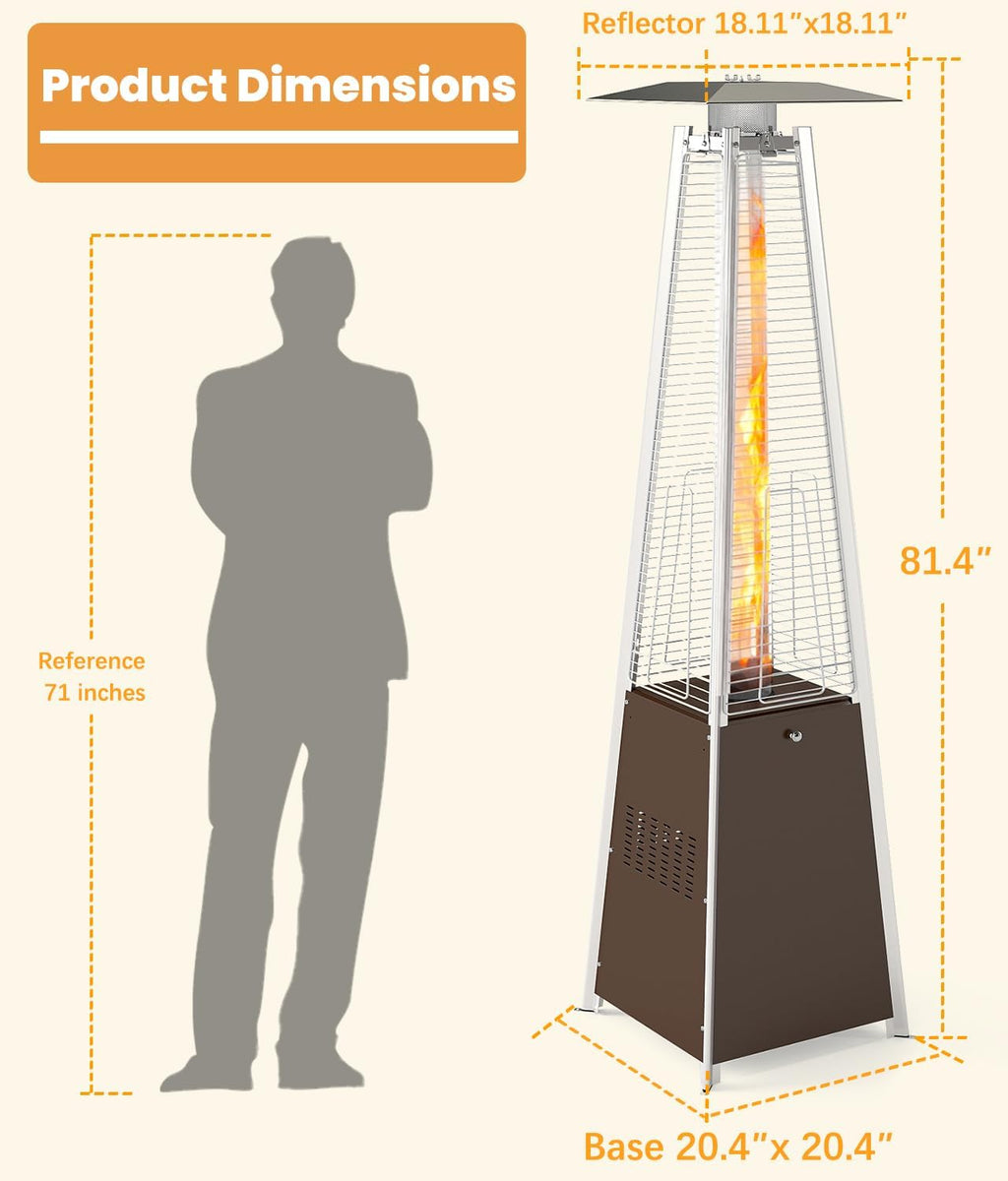 Patio Heater 48,000 BTU Outdoor Propane Heater with Wheels