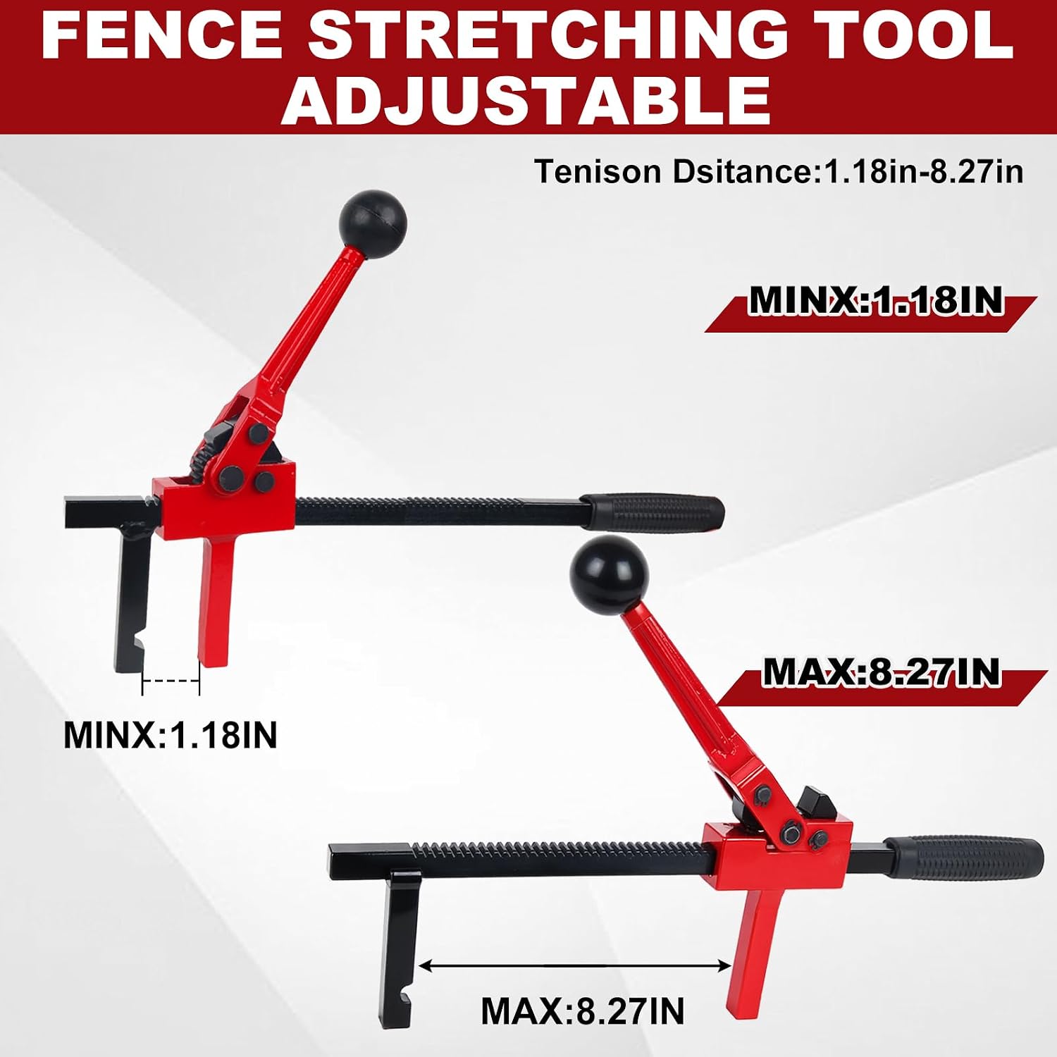 Chain Link Fence Stretcher Tool, Heavy-Duty Fence Puller Tensioner for Woven Wire, Barbed Wire Chain Link Fence with