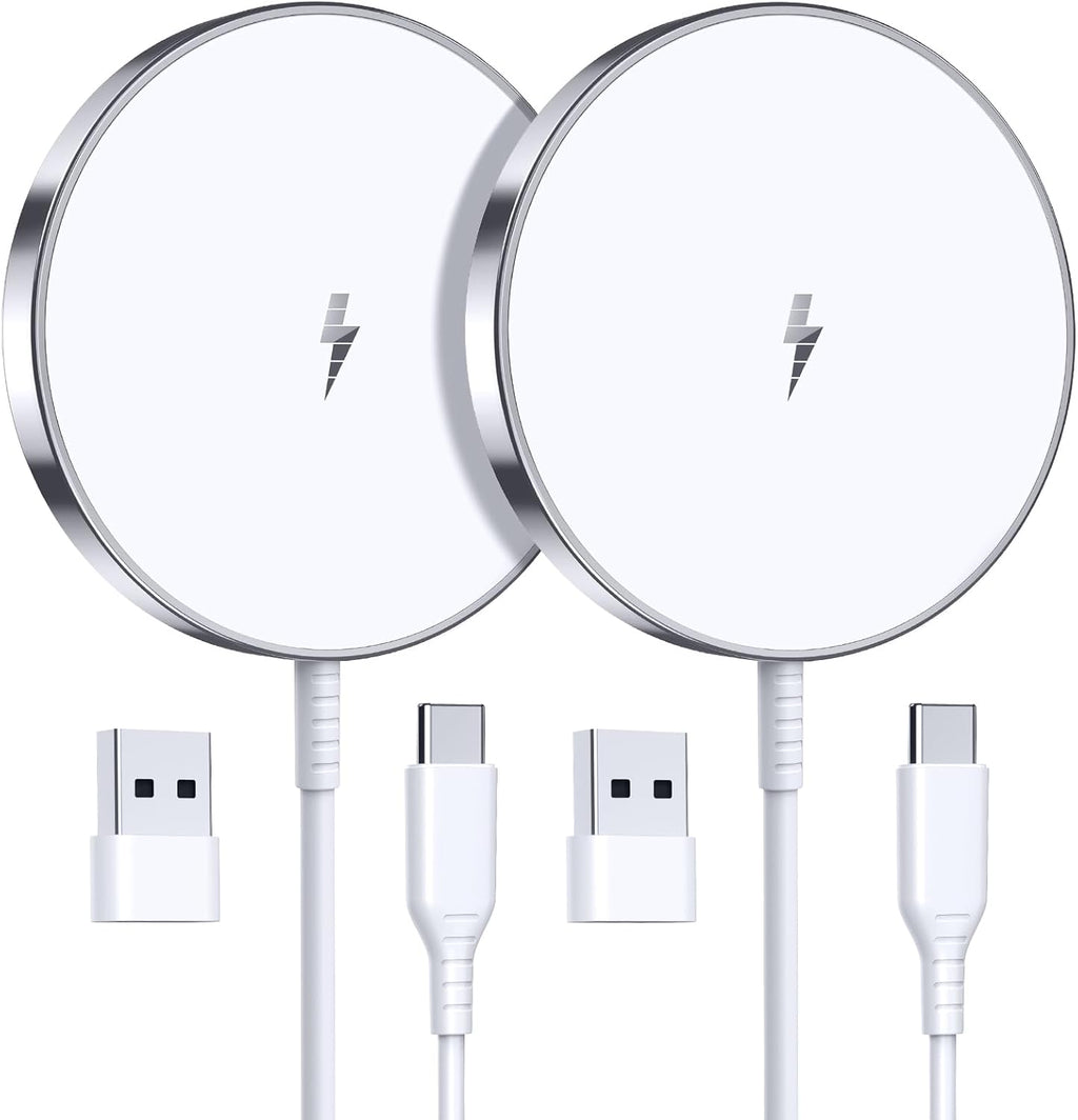 Magnetic Wireless Charger, 2-Pack 15W Fast Mag-Safe Stand for iPhone 17-12 | Fast Magnetic Wireless Charging Pads for