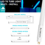 4FT T5 LED Tube Lights, Type A+B, 24W=54W, 3000LM, 5000K (4 Pack)