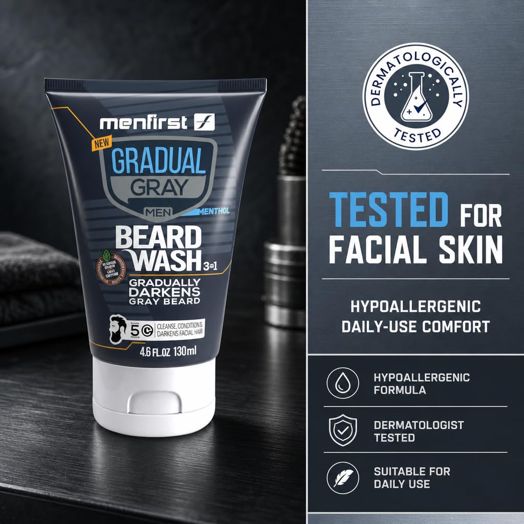 3-in-1 Gradual Gray Beard Wash Shampoo for Men