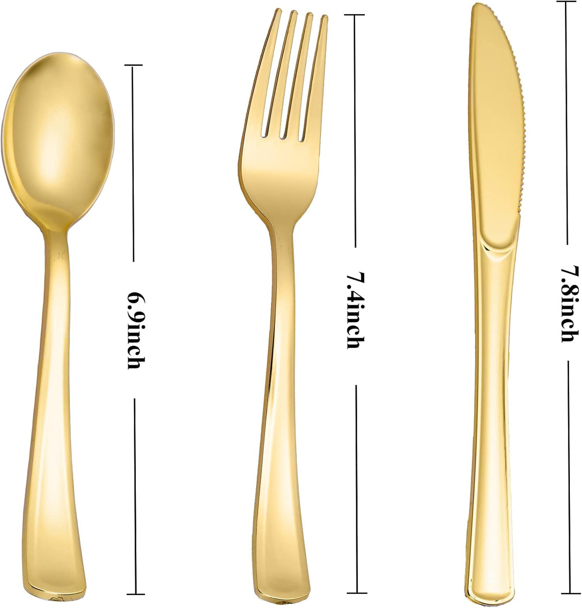 60PCS Gold Plastic Silverware, Heavy Duty Disposable Utensils/Cutlery