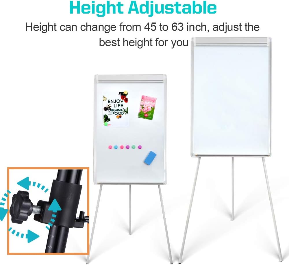 Whiteboard Easel 36" x 24" Height Adjustable, Magnetic Dry Erase Easel | Portable Tripod White Board Easel 36"x24"