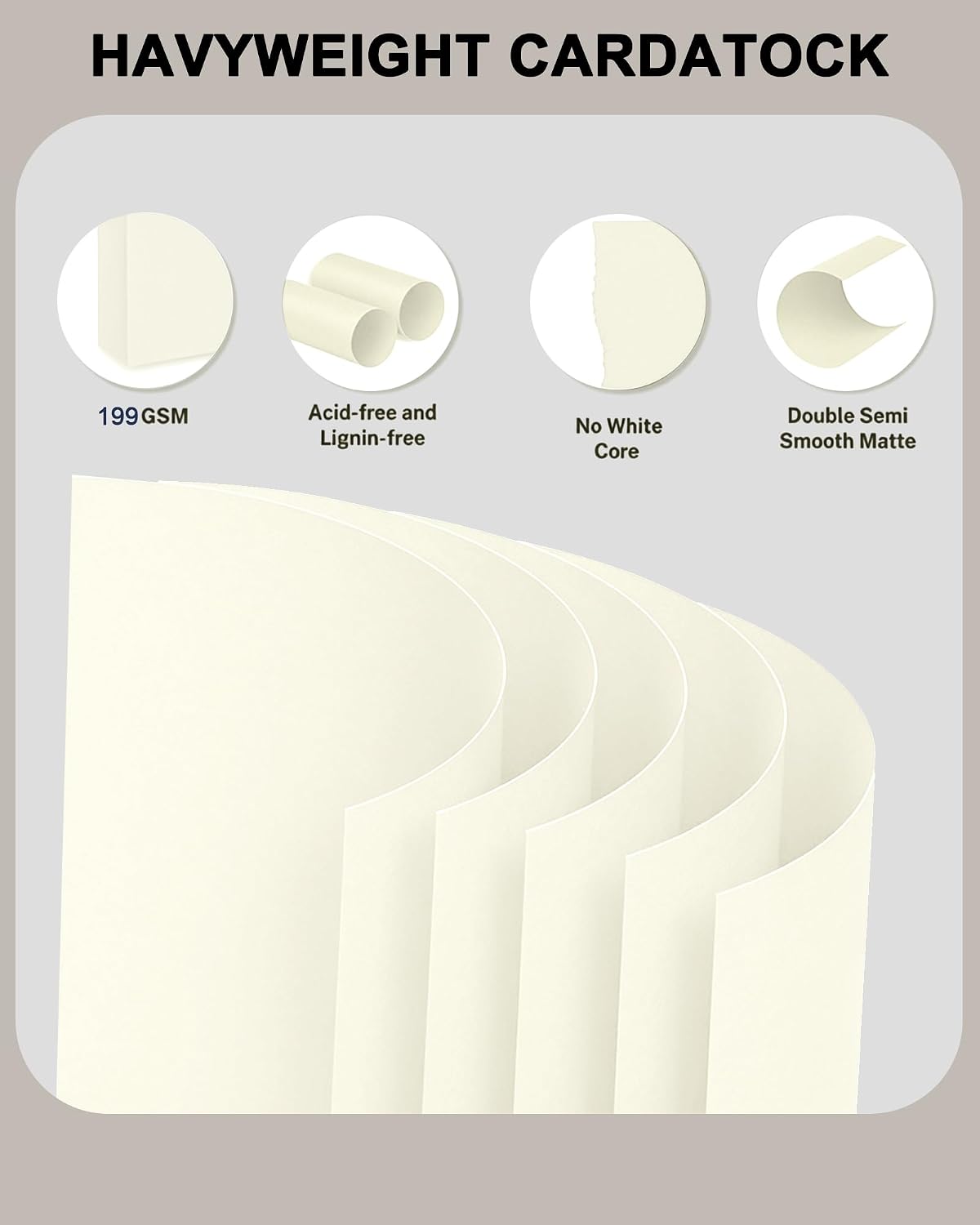 Cream Cardstock Paper, 110lb/199gsm Heavy Cardstock, Colored Multi-Purpose paper, 8.5" x 11" 100 Sheets (1 Reams)