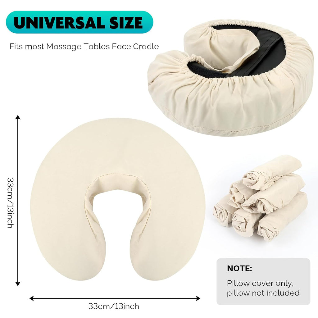 Reusable Microfiber Massage Face Rest Covers,Cream,6 Pack | Extra Soft & Heavy Face Cradle Covers,Cozies