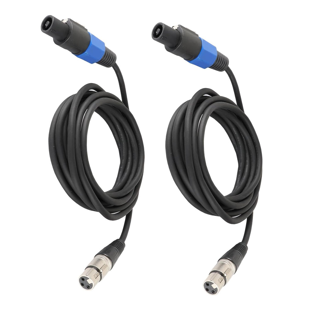 15 Feet Pack of 2 SpeakOn to XLR Cable - 2pcs Speak-On Male to 3 Pole XLR Female Extension Wire - 15ft. DJ PA Stage