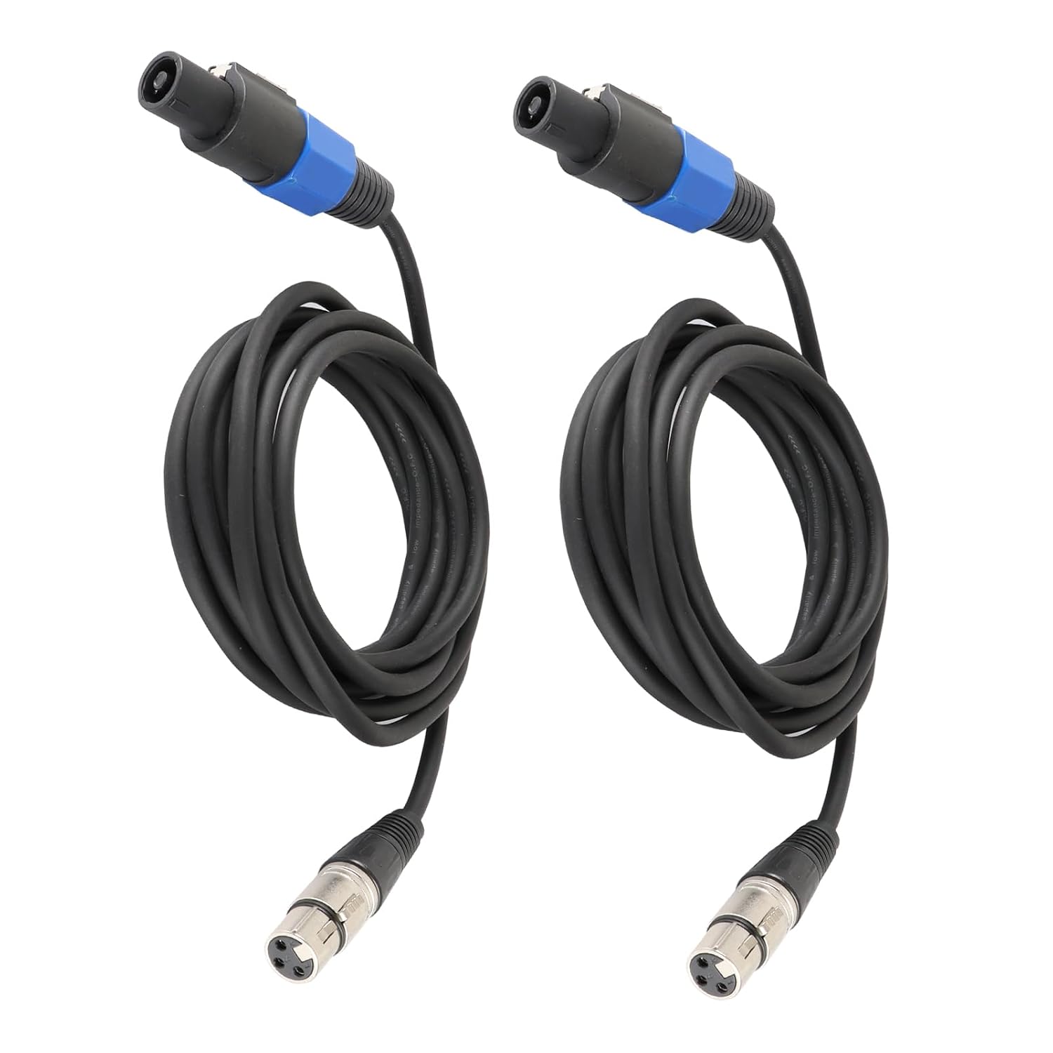 15 Feet Pack of 2 SpeakOn to XLR Cable - 2pcs Speak-On Male to 3 Pole XLR Female Extension Wire - 15ft. DJ PA Stage
