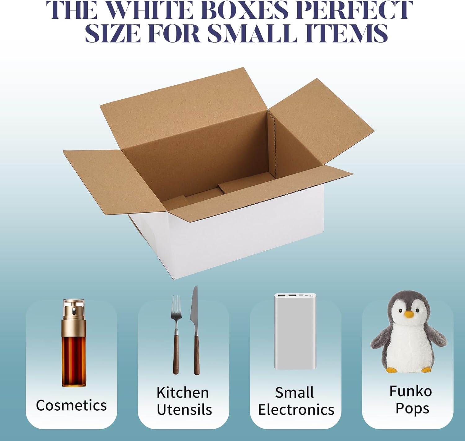 Small Shipping Boxes 8x6x4 Set of 6 | White Corrugated Cardboard, Box for Packaging Small Business Mailing Moving