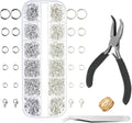 Jump Rings for Jewelry Making Supplies with Jump Ring Pliers (1200Pcs Dull Silver and Bright Silver)