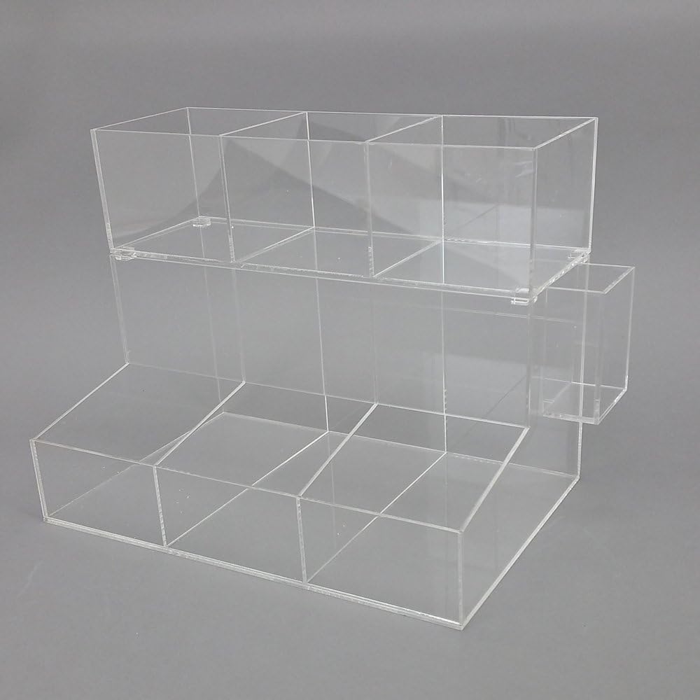 Acrylic Coffee Station & Condiment Organizer – Modular Detachable Top Tier – 6 Compartments for Sugar Packets