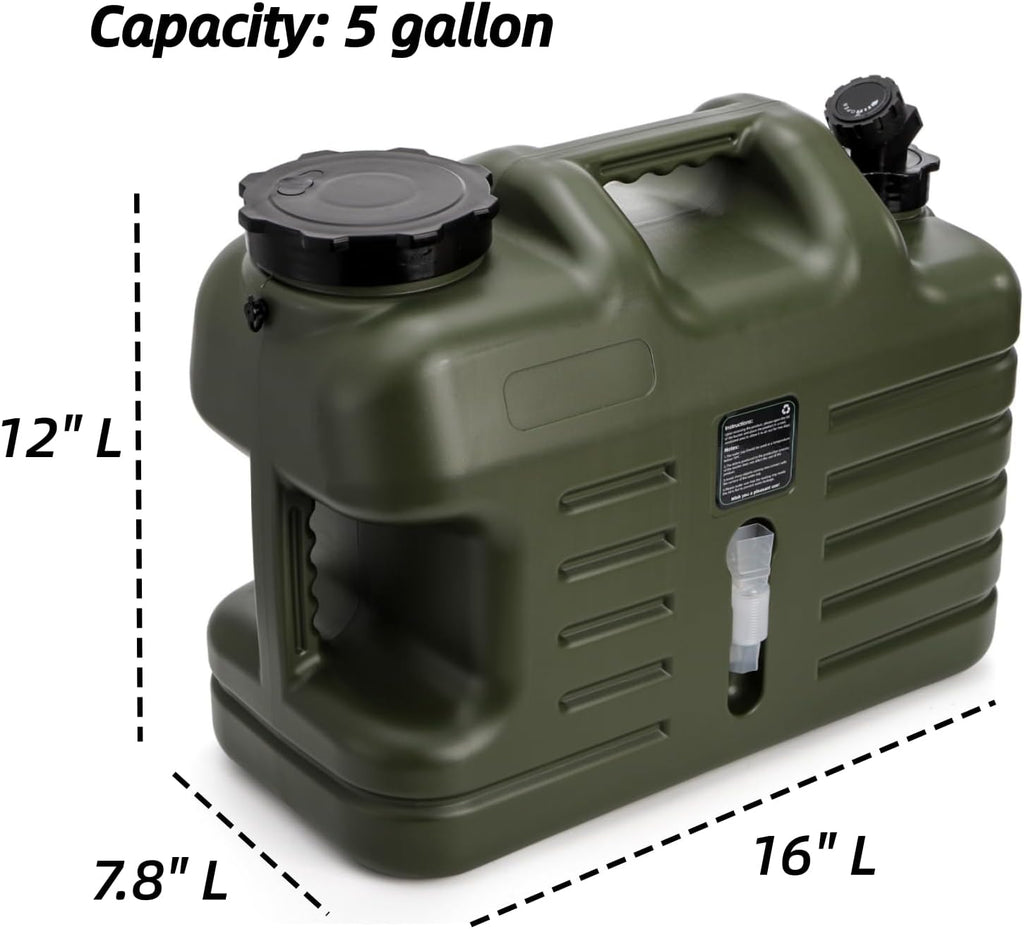 5 Gallon Water Container with Spigot, Portable Water Storage Jug for Camping, Sturdy Thick Water Storage Tank, BPA