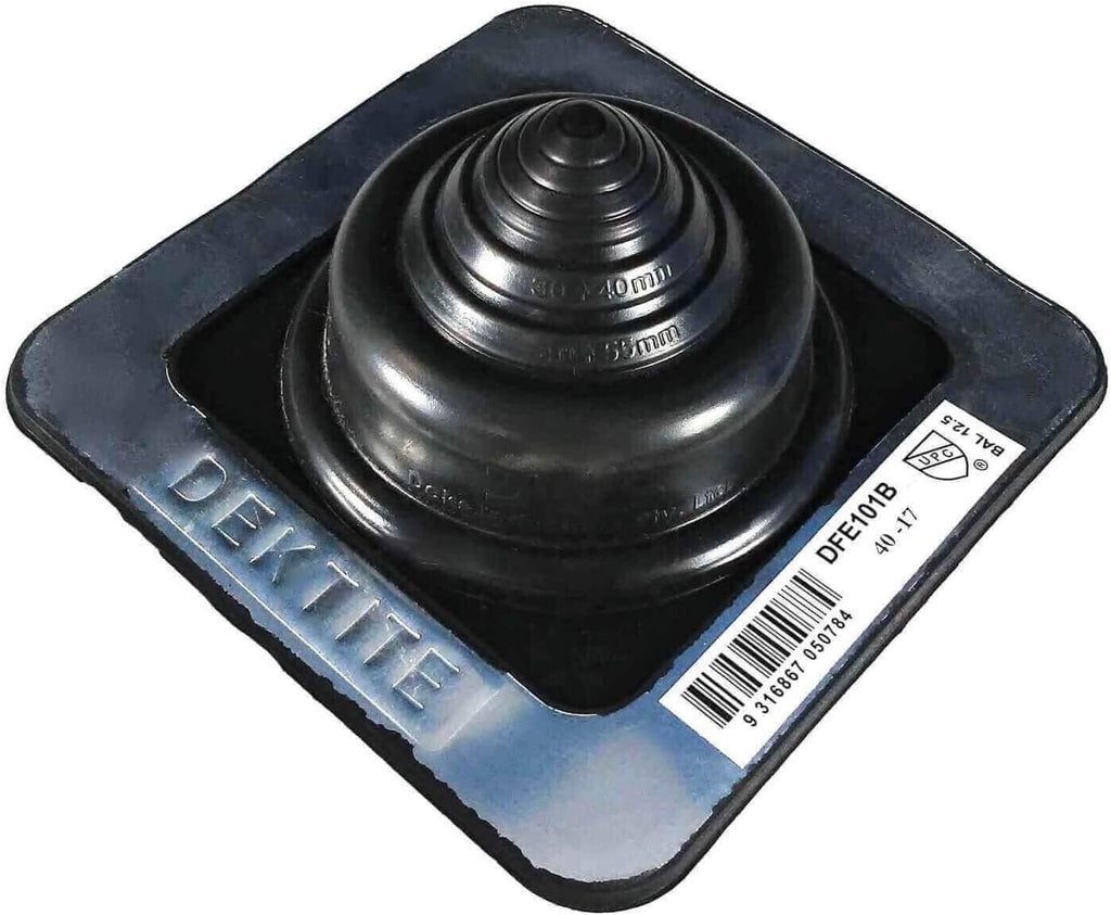 #1 (1/4" - 2-1/4") SQUARE BLACK EPDM Flexible Pipe Flashing, Roof Jack, Pipe Boot Flashing Dektite (DFE101G)