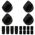 Professional 4 Packs Universal Control Knobs Replacement with 12 Adapters for Oven/Stove/Range (Black)