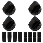 Professional 4 Packs Universal Control Knobs Replacement with 12 Adapters for Oven/Stove/Range (Black)