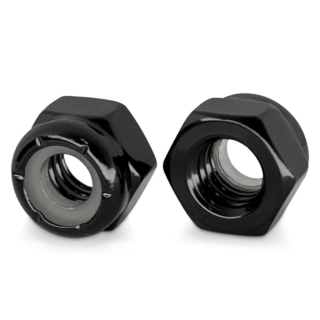 6-32 Black Nylon Insert Lock Nuts, Stainless Steel 304 (18-8) Black Coating Lock Nuts with Nylon Insert, 100pcs