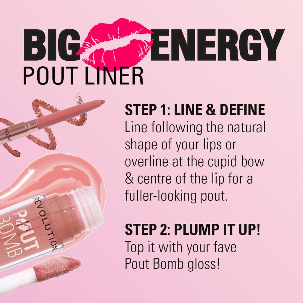 Revolution Pout Bomb Plumping Lip Liner, Espresso Cool Nude & Brown