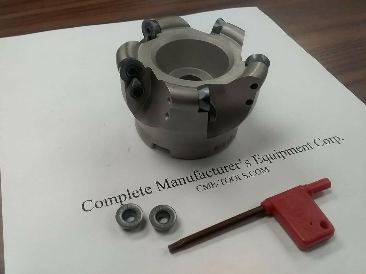 3" face mill, R200 milling cutter, 5 Sandvik RCKT1204 Round inserts #506-R200-3