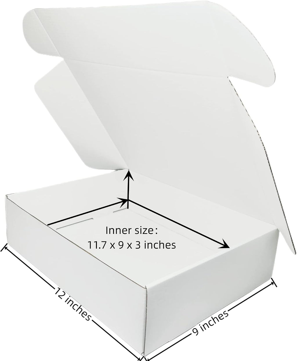 Small Corrugated Mailer Boxes 12x9x3 Inches (White,Pack of 5)