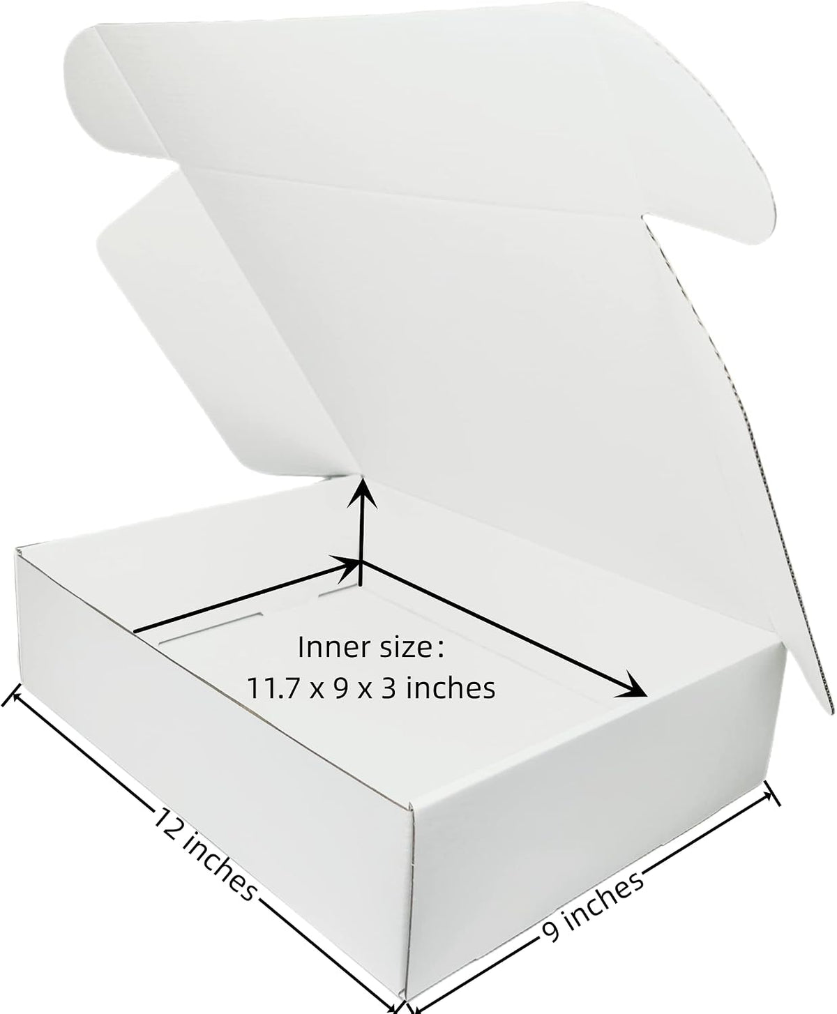 Small Corrugated Mailer Boxes 12x9x3 Inches (White,Pack of 5)