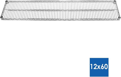 Shelving Inc. 12" d x 60" w x 72" h Chrome Wire Shelving w/ 4 Tier Shelves | Weight Capacity 800lbs Per Shelf