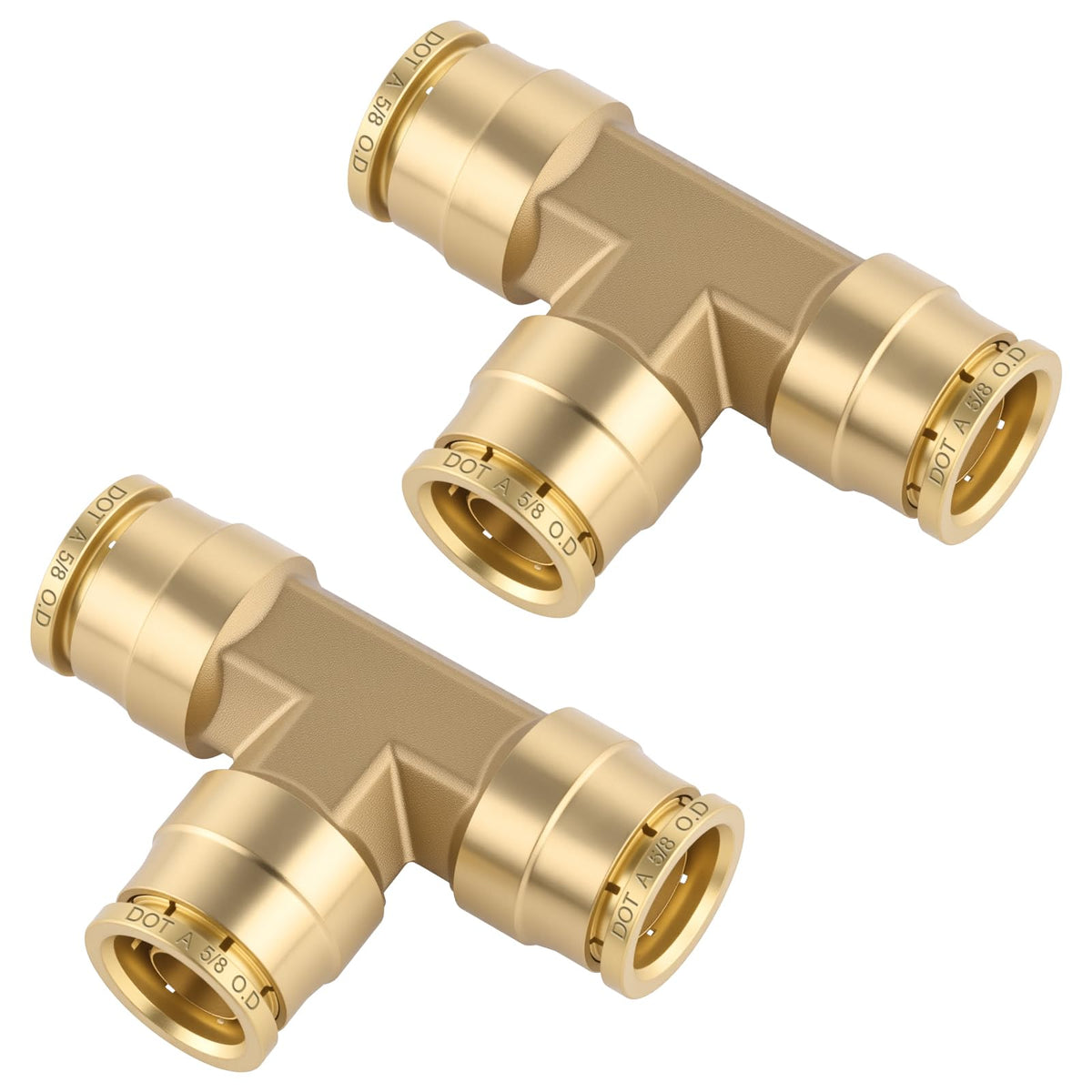 Boeray 5/8" Brass Union Tee, DOT Approved 3-Way Air Line Connector 2PCS