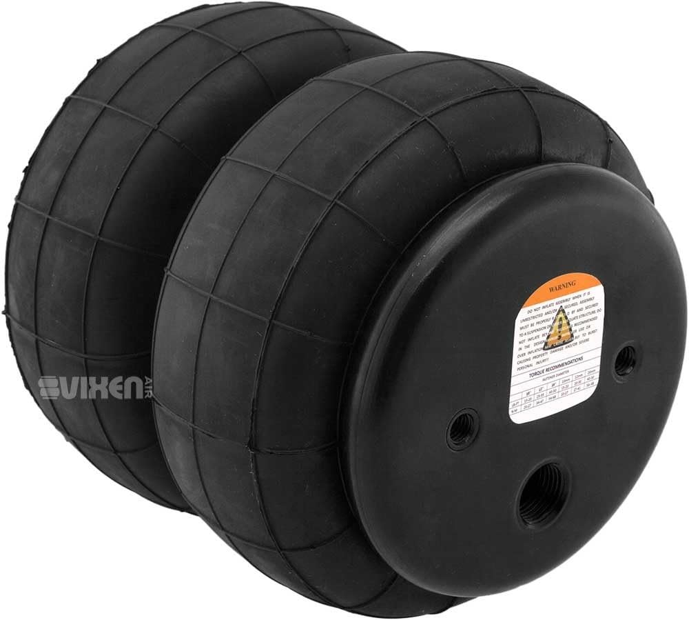 Vixen Air 2600-Style Suspension Air Bags, 1/2" NPT Single Port, 2-Pack Universal Heavy-Duty Double Bellow Air Springs | 3055 lb Load Capacity for Heavy Load Leveling, Towing, Hauling, VXD2600DP