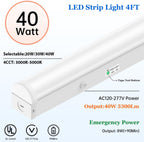 dephen 4FT LED Shop Light with Emergency, Hardwired Ceiling Lighting