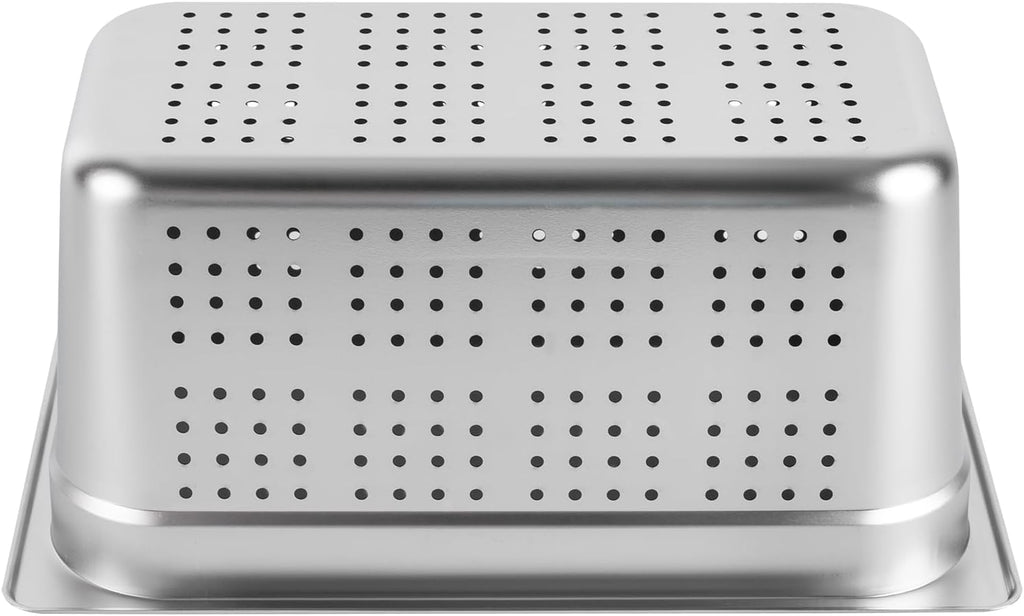 Perforated Steam Pan, 2 Pack 1/3 Size 6" Deep Stainless Steel Hotel Pan