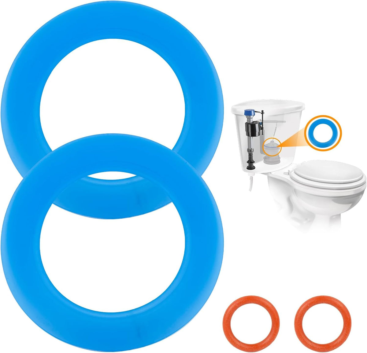 Flush Valve Seal for American Standard & Eljer Toilets, Upgraded Silicone Material 7301111-0070A American Standard Toilet Parts Replacement with O Rings for Champion 4 and Eljer Titan 4, 2Pcs