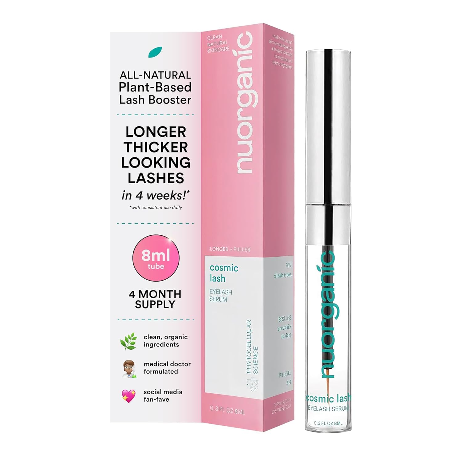 Eyelash Growth Serum, Prostaglandin-Free Lash Serum for Longer Lashes | Swiss Apple Stem Cells, Vegan, Hormone-Free
