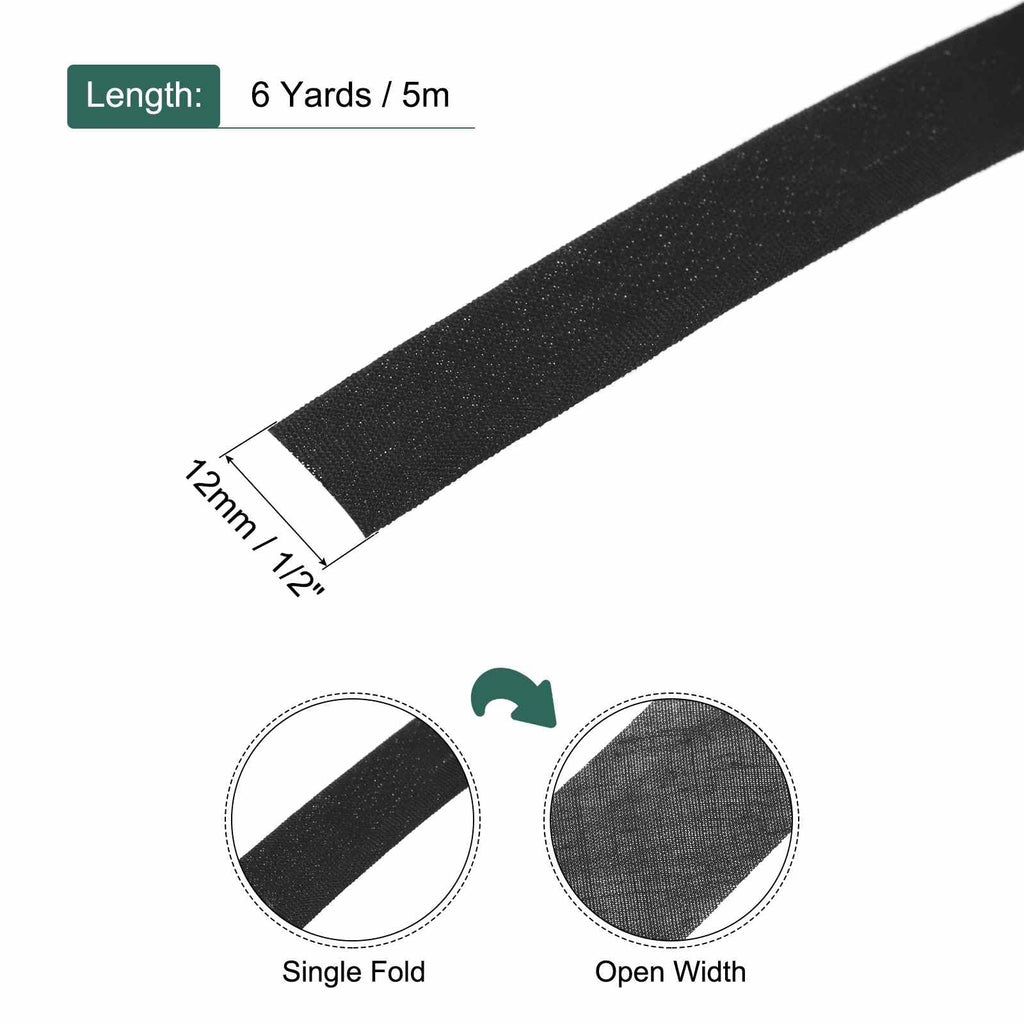 1/2 Inch Single Fold Bias Tape Polyester, Black 6 Yards