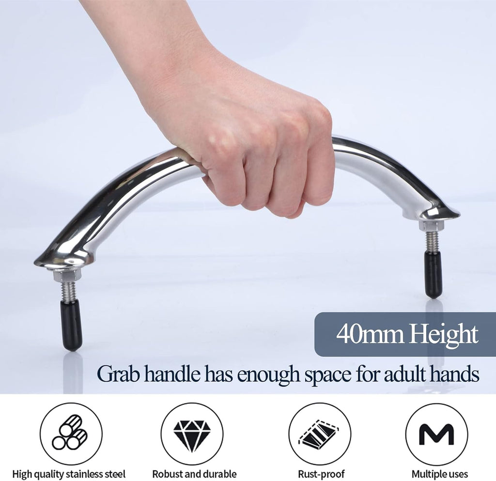 8-1/4" Boat Grab Bar 316 Stainless Steel Polished Grab Handle Handrail Hardware Multipurpose