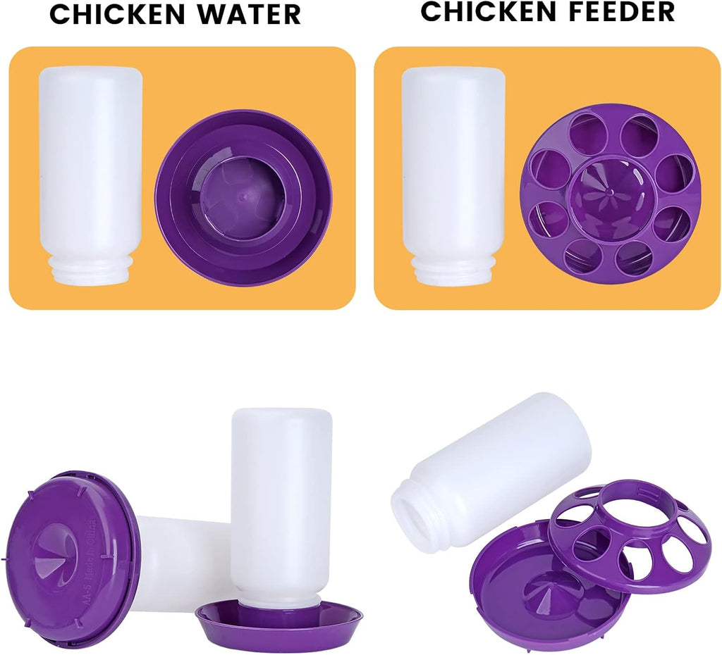 Chick Feeder and Waterer Set no Waste Chicken Water Dispenser 1L Chicken Water Feeder Poultry Waterer Baby Chick