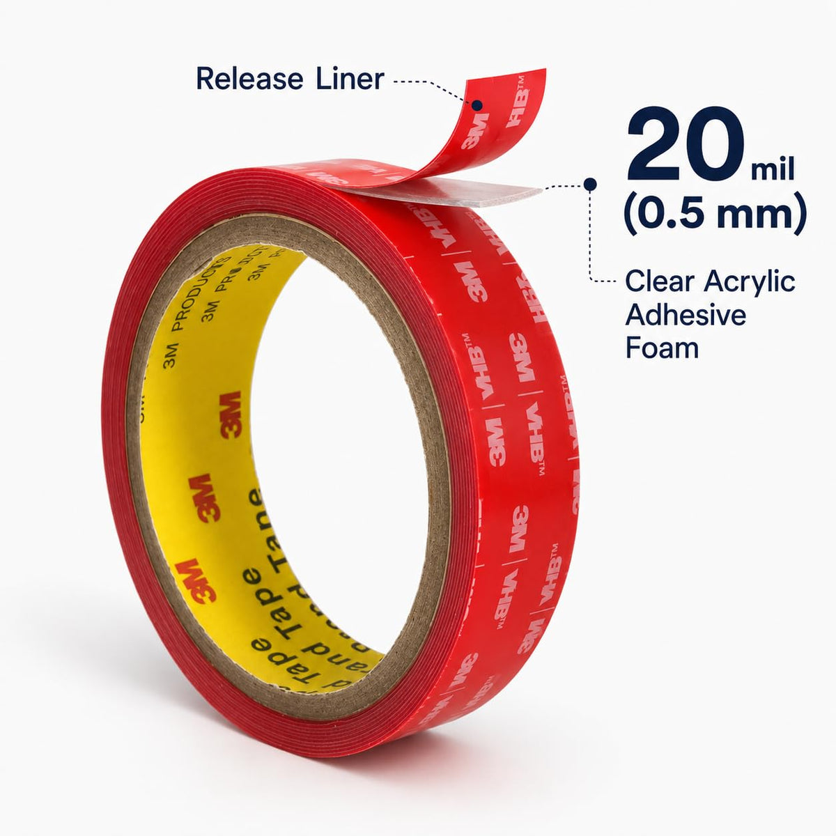 3M Double Sided Tape Heavy Duty Thin 1/4’’×10Ft Made with 3M vhb Clear 4905