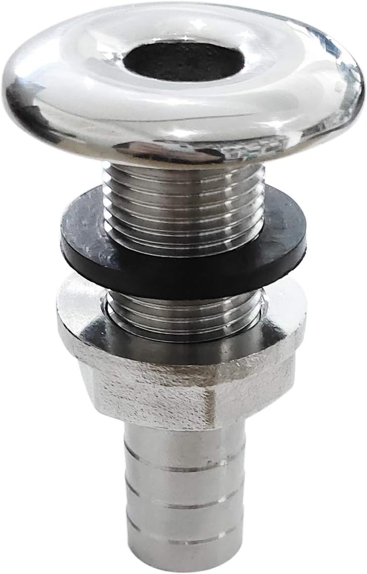 NRC&XRC Marine Grade Stainless Steel Barbed Short Straight Thru-Hull with Nut&Custom Gasket for Boat、RSV