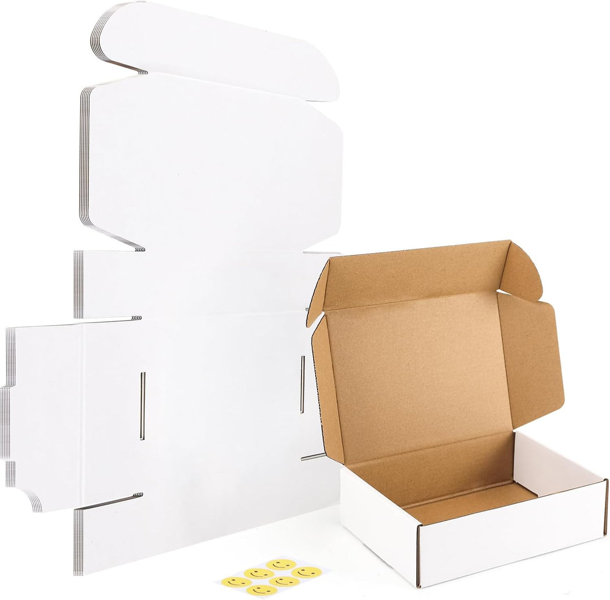 7x5x2 Small Shipping Boxes Set of 6, White Corrugated Cardboard Mailer Box for Packing, Mailing, Small Business