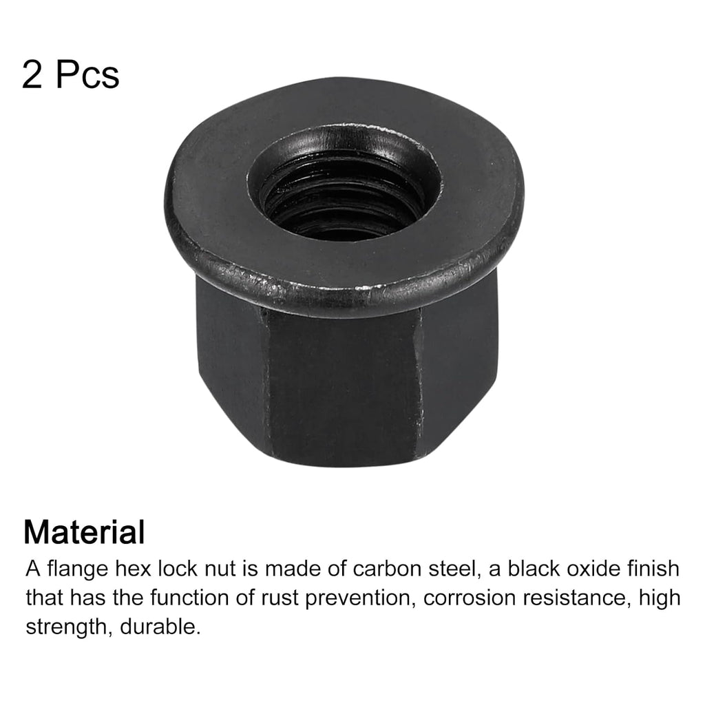 uxcell 2pcs M12 Flange Hex Nuts, Grade 10.9 Carbon Steel Black Oxide