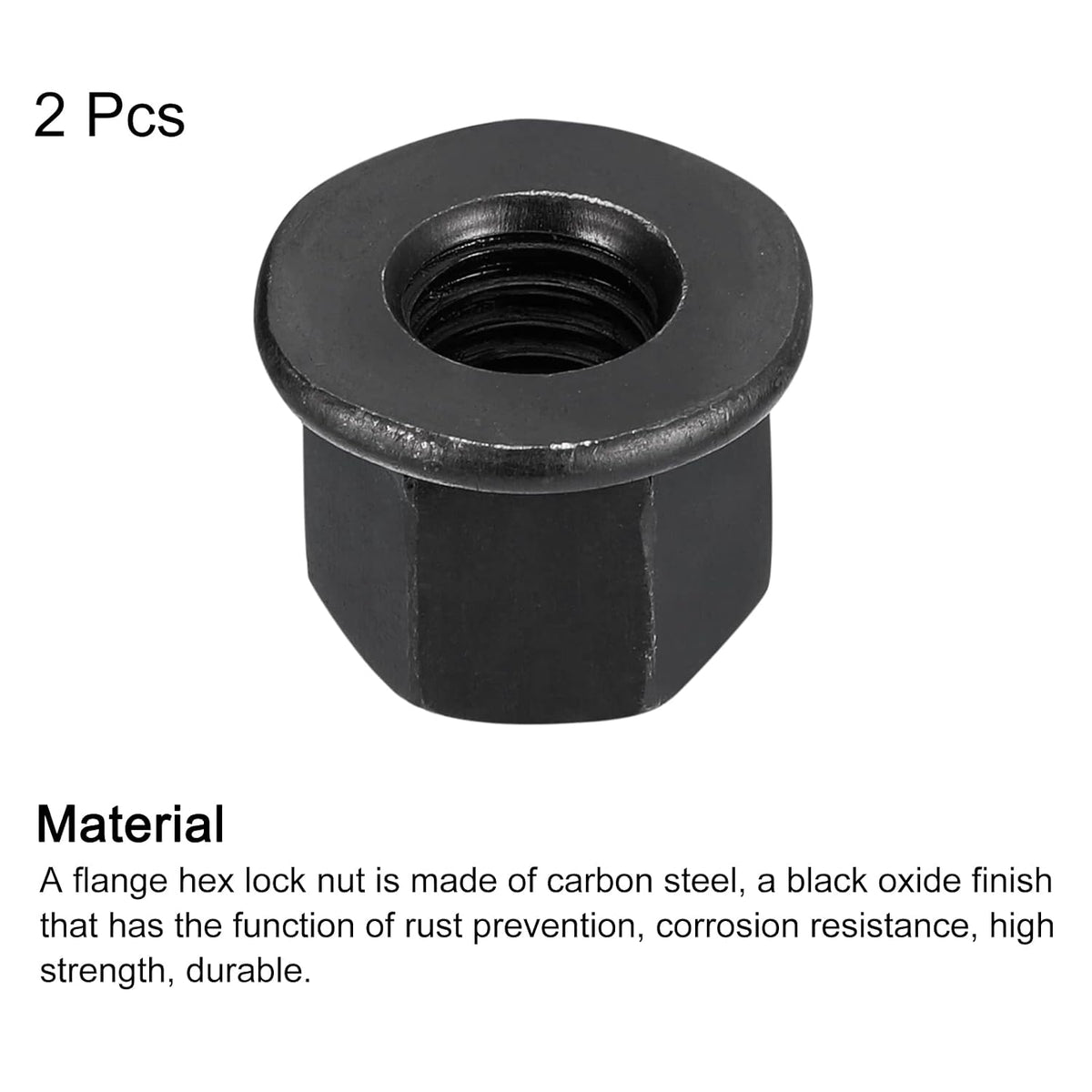 uxcell 2pcs M12 Flange Hex Nuts, Grade 10.9 Carbon Steel Black Oxide
