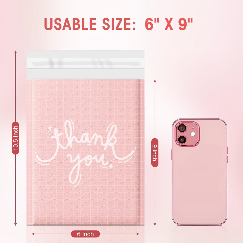 Bubble Mailers 6x10 Inch Pink 100 Pack Waterproof Bubble Mailer